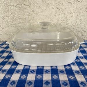 Vintage White Corning Ware 10” Cooker M-10-GR-B with Domed Lid